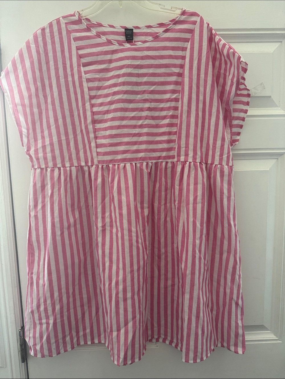 Pink and White Striped Casual Dress